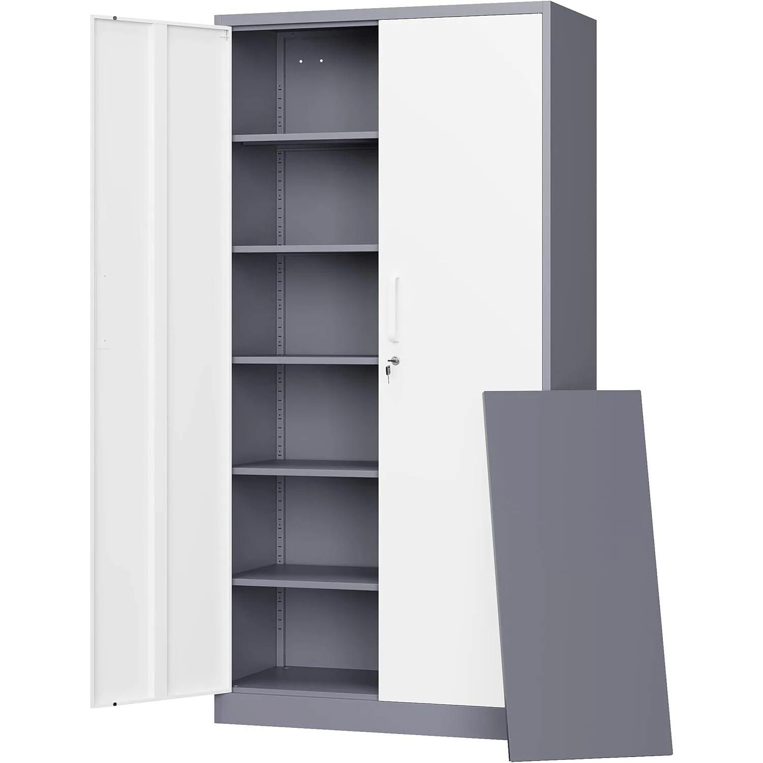Metal storage cabinet with lockable door, 71 inch adjustable shelf steel storage cabinet (2 doors white and gray)
Metal storage cabinet with lockable door, 71 inch adjustable shelf steel storage cabinet (2 doors white and gray)