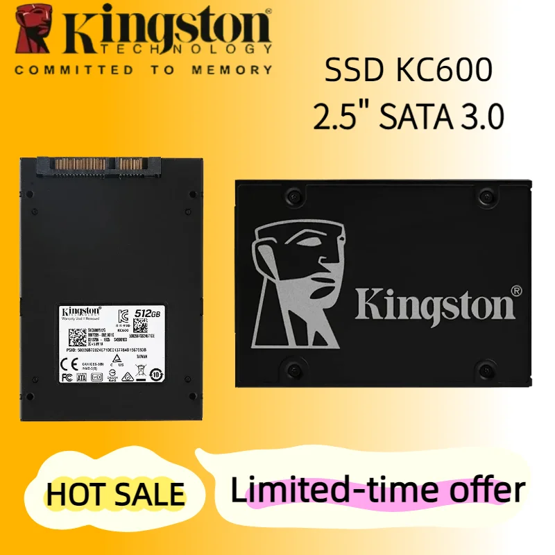 Kingston 2.5" SATA 3.0 SSD KC600 Solid State Drive 512GB 1TB 2TB 3D TLC internal Hard Drive for Laptop and Desktop Computer
Kingston 2.5" SATA 3.0 SSD KC600 Solid State Drive 512GB 1TB 2TB 3D TLC internal Hard Drive for Laptop and Desktop Computer