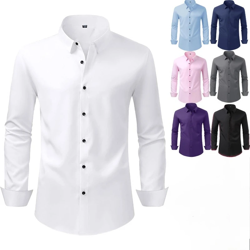 Large Size Office Black Blue White Shirt Micro elastic men's long sleeved shirt Non-iron USA Size XXXL Solid Color Work Casual
Large Size Office Black Blue White Shirt Micro elastic men's long sleeved shirt Non-iron USA Size XXXL Solid Color Work Casual