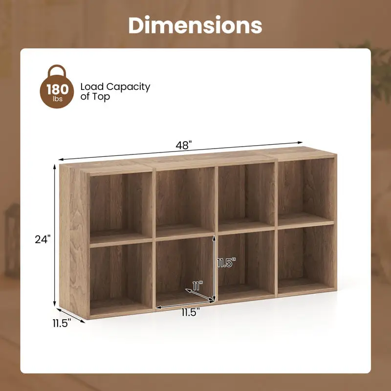 8-Cube Bookcase Bookshelf with 2 Anti-Tipping Kits Storage Organizer-Natural
8-Cube Bookcase Bookshelf with 2 Anti-Tipping Kits Storage Organizer-Natural