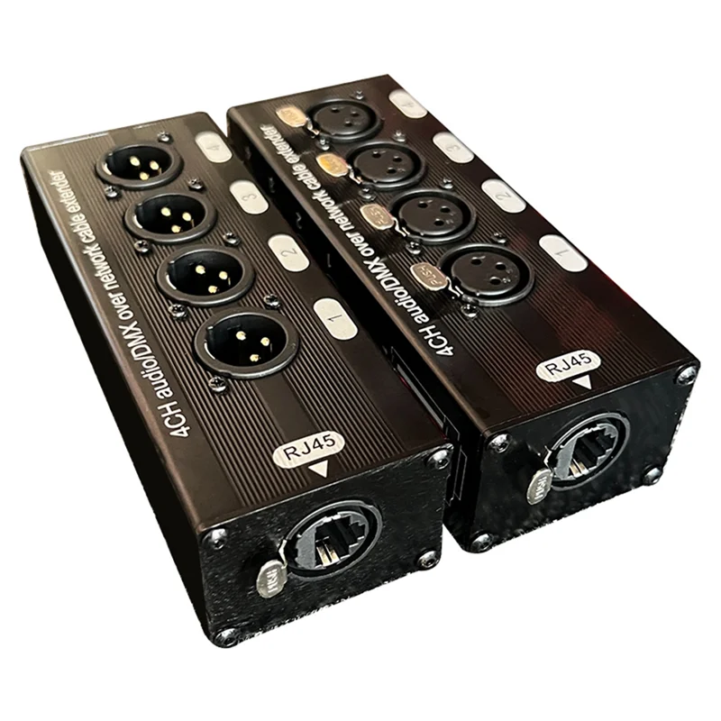 1Pair 4-Channel 3-Pin XLR Audio and DMX over Network Cable Extender, DMX512 Network Signal Extender 1 Male+1 Female HOT
1Pair 4-Channel 3-Pin XLR Audio and DMX over Network Cable Extender, DMX512 Network Signal Extender 1 Male+1 Female HOT