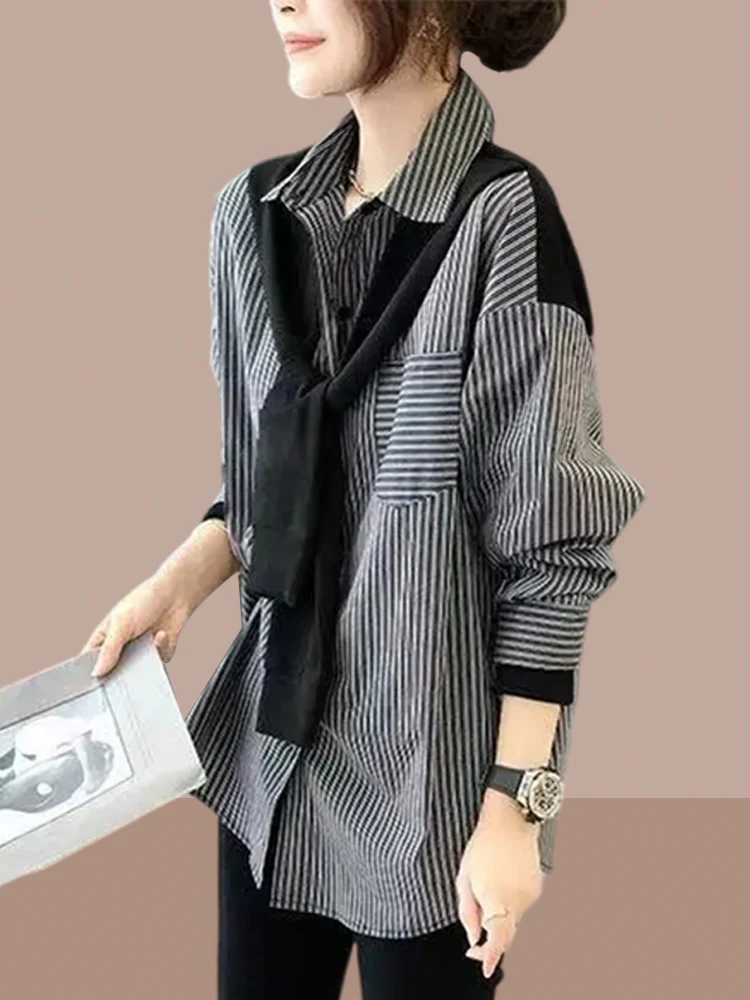 Spring Autumn 2026 Popular Ladies Long Sleeve Striped Shirt Design Sense Fake Two-Piece Casual Style Fashionable Women'...
Spring Autumn 2026 Popular Ladies Long Sleeve Striped Shirt Design Sense Fake Two-Piece Casual Style Fashionable Women'...