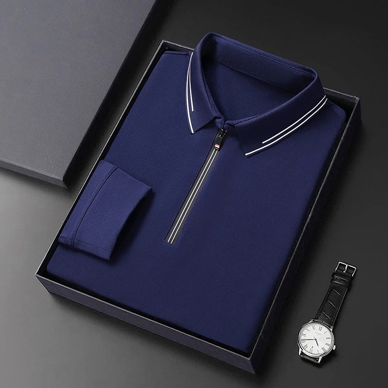 Light luxury long sleeve men's polo shirt autumn new item flip collar fashionable half zipper stripe high-quality design T-shirt
Light luxury long sleeve men's polo shirt autumn new item flip collar fashionable half zipper stripe high-quality design T-shirt