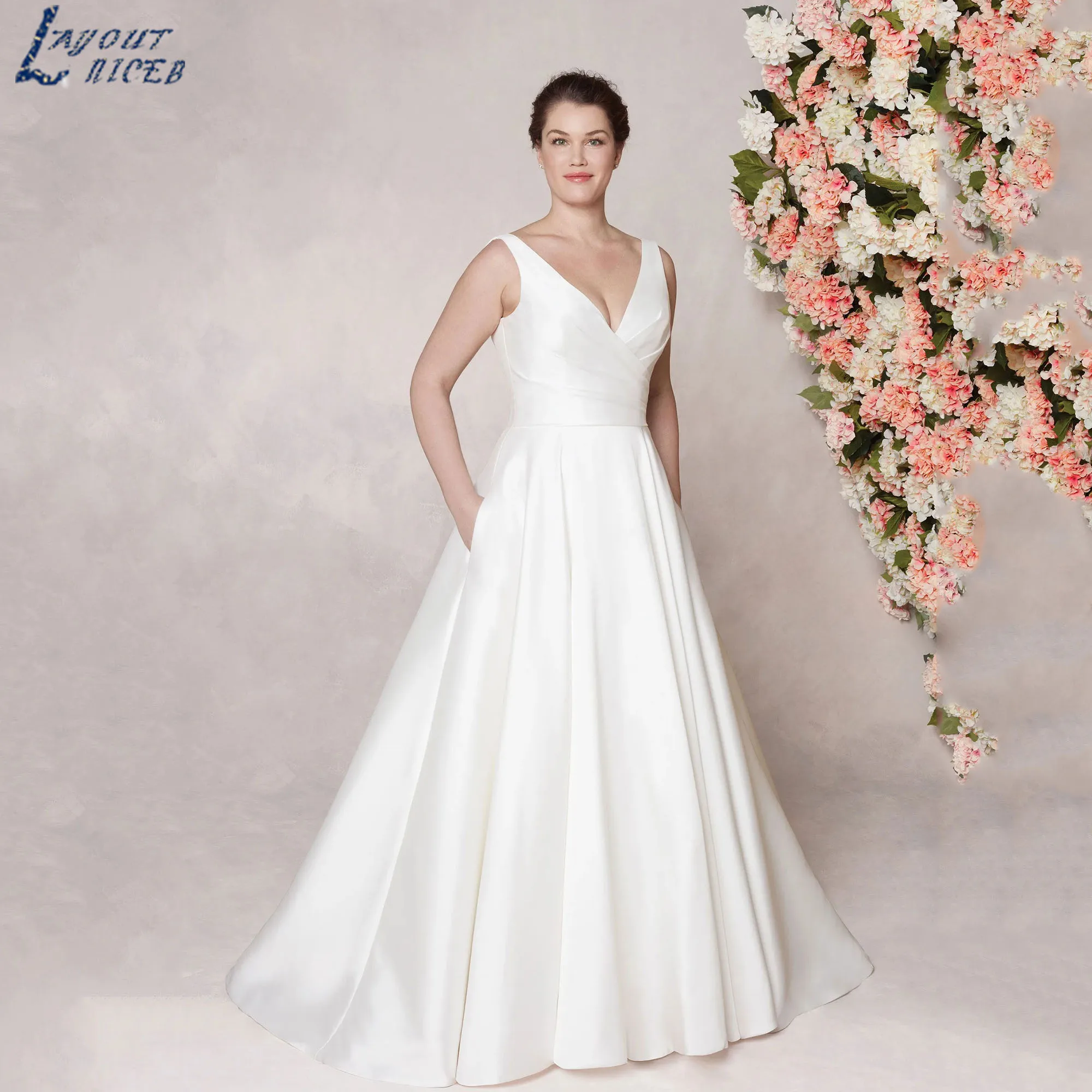 LAYOUT NICEB Simple Satin Wedding Dresses For Bride Plus Size V-Neck A-Line Backless vestidos de novia tallas curvy Customized
LAYOUT NICEB Simple Satin Wedding Dresses For Bride Plus Size V-Neck A-Line Backless vestidos de novia tallas curvy Customized