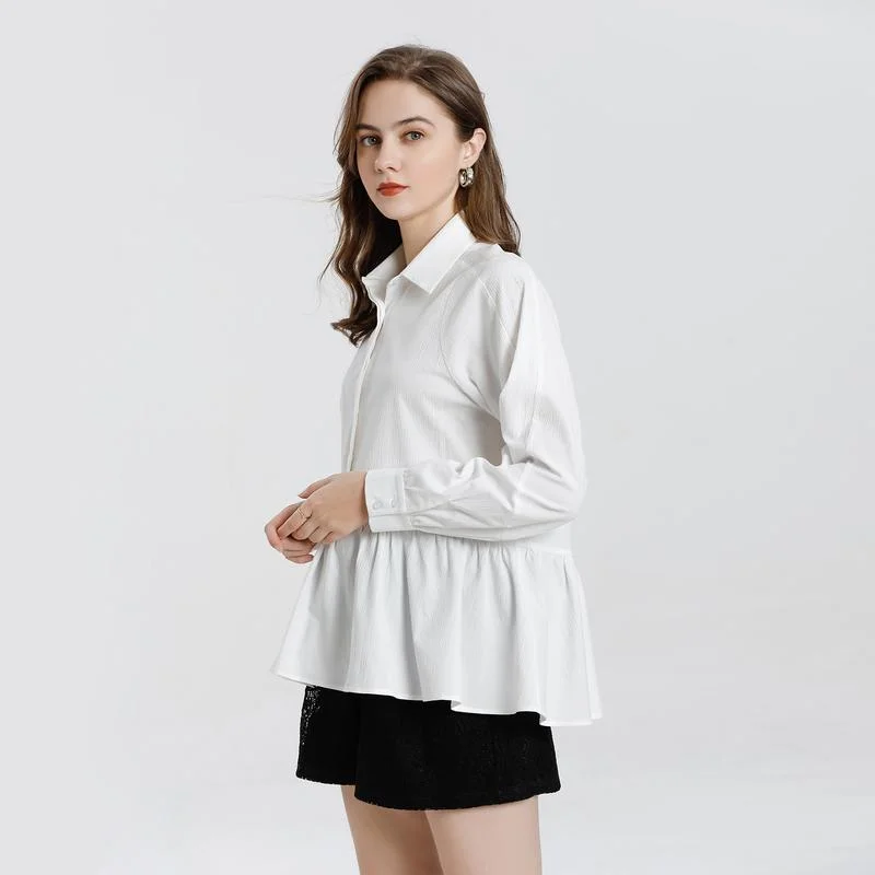 Новинка 2024: Женская блузка из пушистого хлопка с плиссированным подолом, свободного кроя, с воротником-стойкой, на пуговицах, приталенная, для повседневного и делового стиля
Новинка 2024: Женская блузка из пушистого хлопка с плиссированным подолом, свободного кроя, с воротником-стойкой, на пуговицах, приталенная, для повседневного и делового стиля