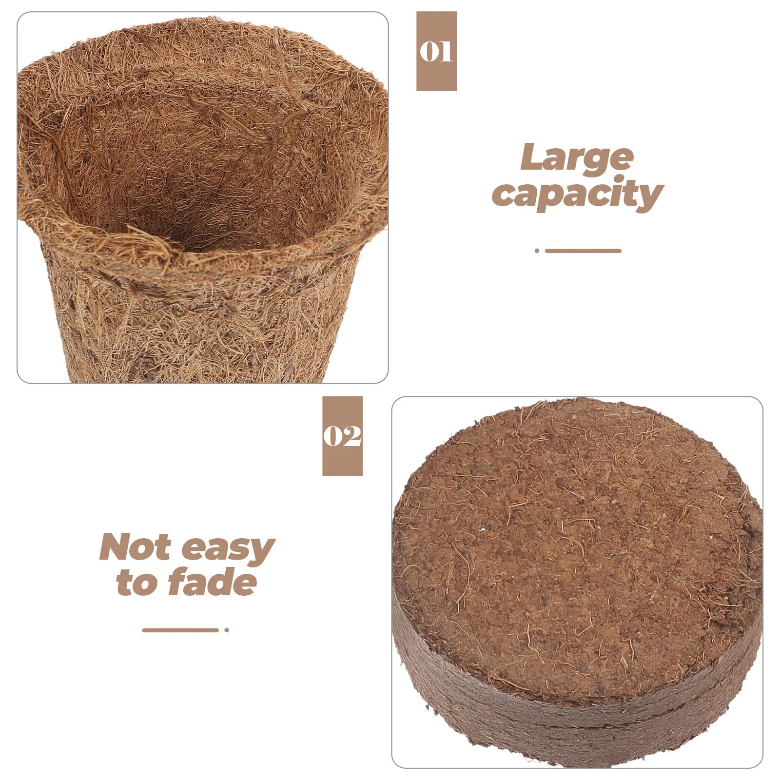 1 set Coir Nursery Pots Coconut Fiber Plant Starter Pots for Germination Transplantation Breathable Water for Home
1 set Coir Nursery Pots Coconut Fiber Plant Starter Pots for Germination Transplantation Breathable Water for Home