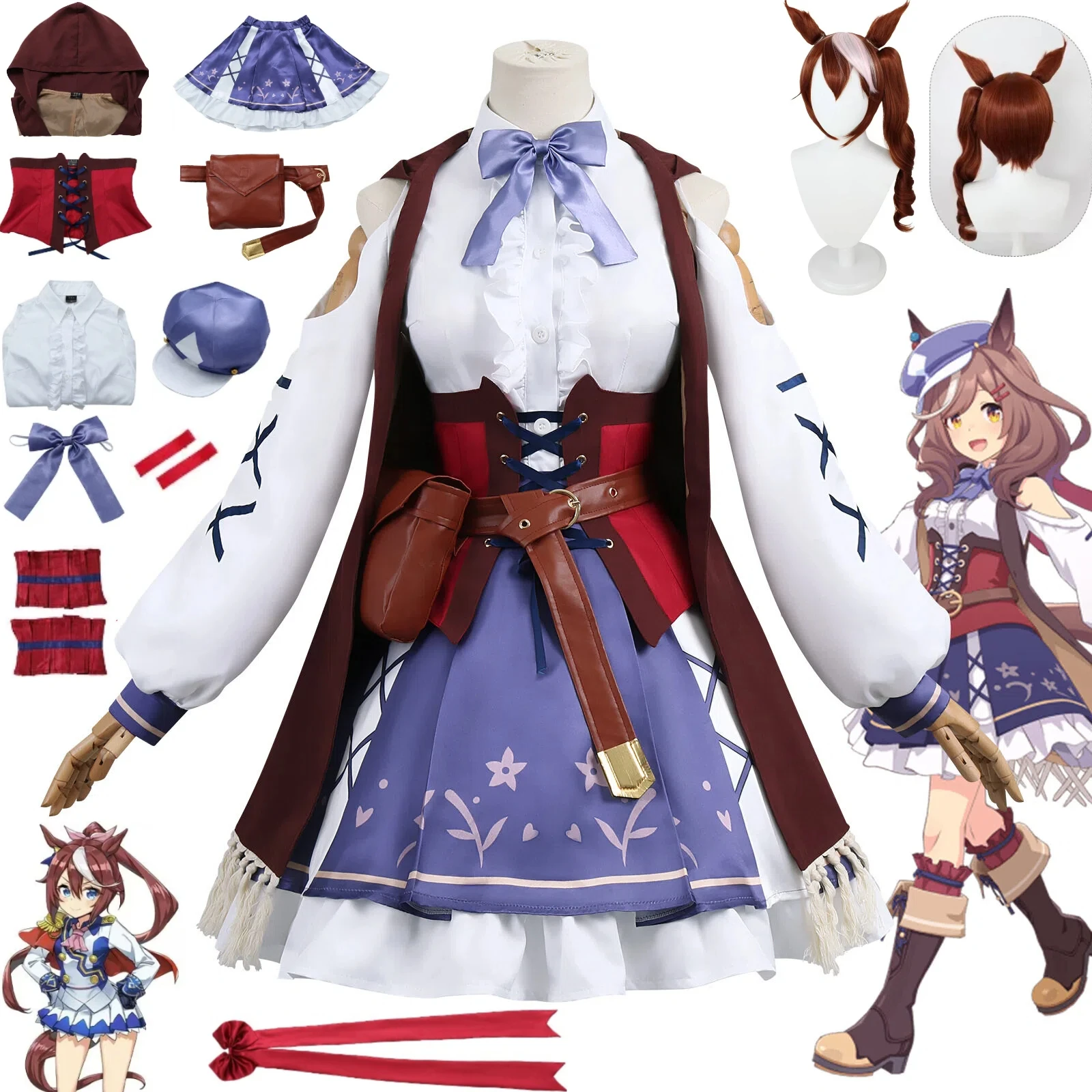 Anime Uma Musume Cosplay Costume Wig Cloak Headwear Hat Accessories Pretty Derby Matikane Tensho Kine Outfit Halloween Clothes
Anime Uma Musume Cosplay Costume Wig Cloak Headwear Hat Accessories Pretty Derby Matikane Tensho Kine Outfit Halloween Clothes