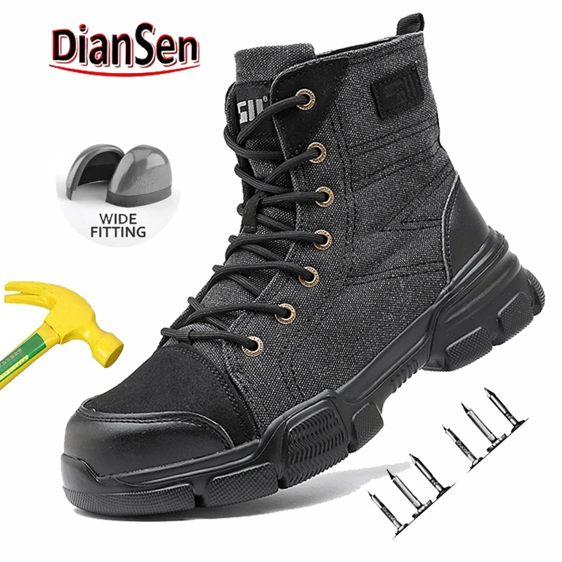 Мужские сверхмощные защитные ботинки со стальным носком, высокие, противоударные, устойчивые к проколам, нескользящая рабочая обувь, промышленная защитная обувь
Мужские сверхмощные защитные ботинки со стальным носком, высокие, противоударные, устойчивые к проколам, нескользящая рабочая обувь, промышленная защитная обувь