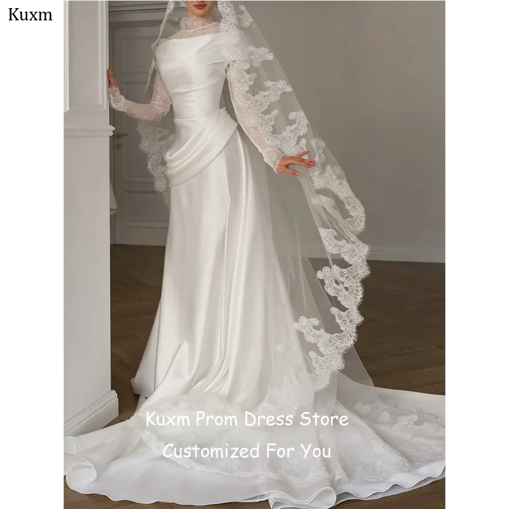 Kuxm Satin A Line Dubai Wedding Dresses Bride Boat Neck Lace Vestidos De Novia Off The Shoulder Long Train Dress Customized
Kuxm Satin A Line Dubai Wedding Dresses Bride Boat Neck Lace Vestidos De Novia Off The Shoulder Long Train Dress Customized