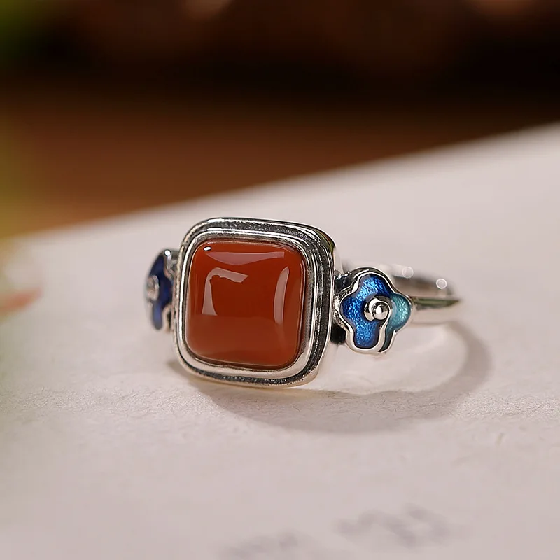 classical Silver 925 Southern red tourmaline Square rings for women Cloisonn Retro Blue auspicious clouds Ring Banquet Jewelry
classical Silver 925 Southern red tourmaline Square rings for women Cloisonn Retro Blue auspicious clouds Ring Banquet Jewelry