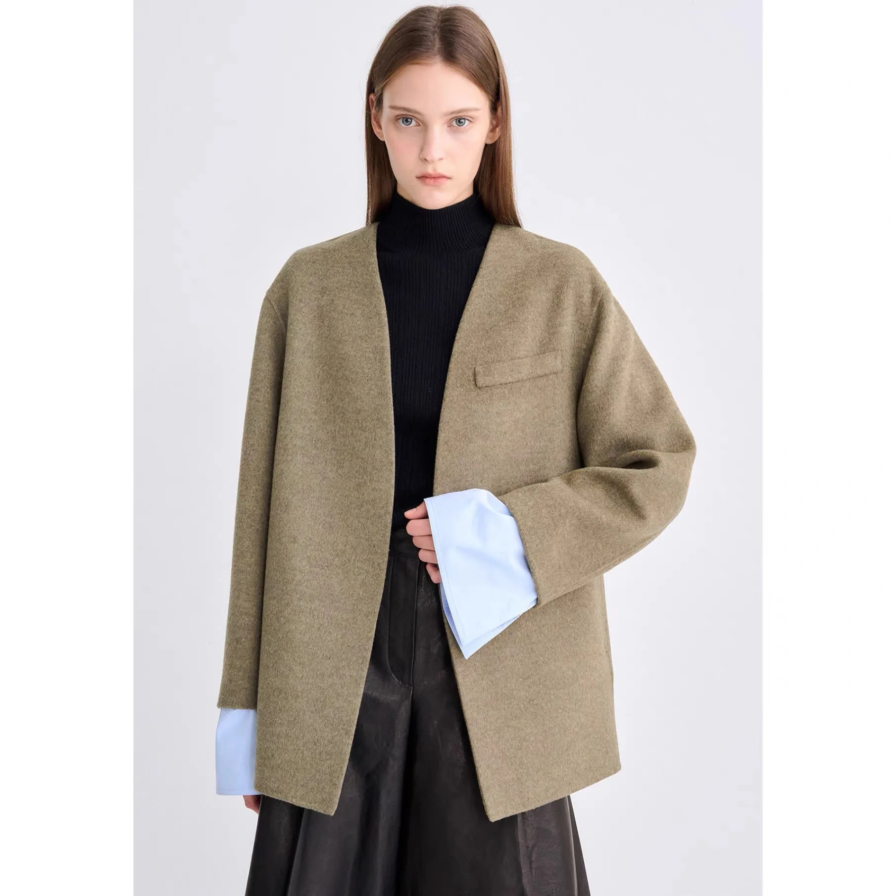 TIM25 Autumn Lemon Cheese Double-sided Hand-sewn Detachable Sve Opening V-ne Coat Ele Commute Straight-cut Long Sve
TIM25 Autumn Lemon Cheese Double-sided Hand-sewn Detachable Sve Opening V-ne Coat Ele Commute Straight-cut Long Sve