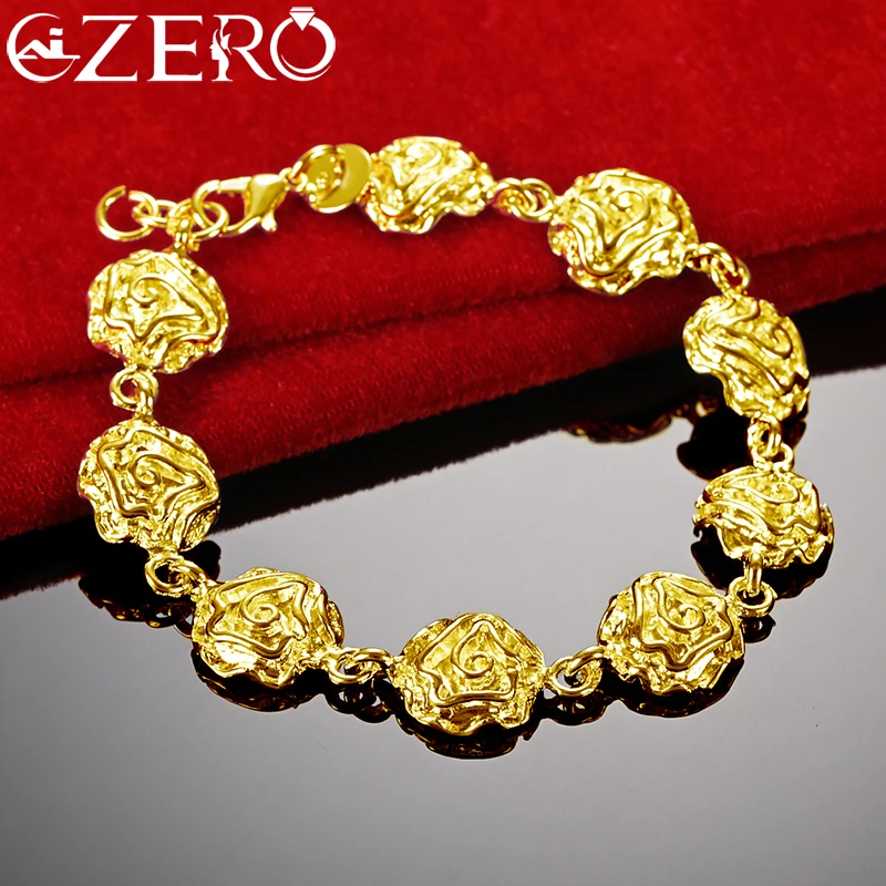 ALIZERO 18K Gold Charms Rose Flower Bracelet For Women Wedding Party Romantic Accessories Fashion Jewelry Lovers Gift 
ALIZERO 18K Gold Charms Rose Flower Bracelet For Women Wedding Party Romantic Accessories Fashion Jewelry Lovers Gift