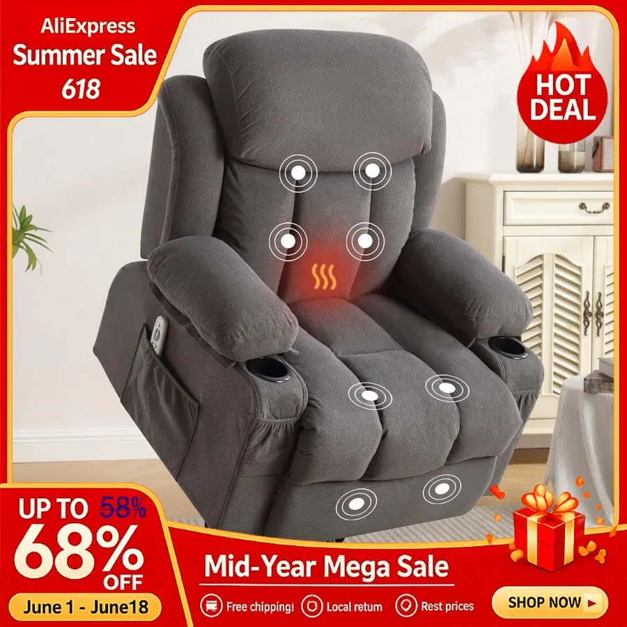 Power Lift Recliner Chair for Elderly with Vibration Massage and Lumbar Heating Electric Oversized Single Sofa with C Customized
Power Lift Recliner Chair for Elderly with Vibration Massage and Lumbar Heating Electric Oversized Single Sofa with C Customized
