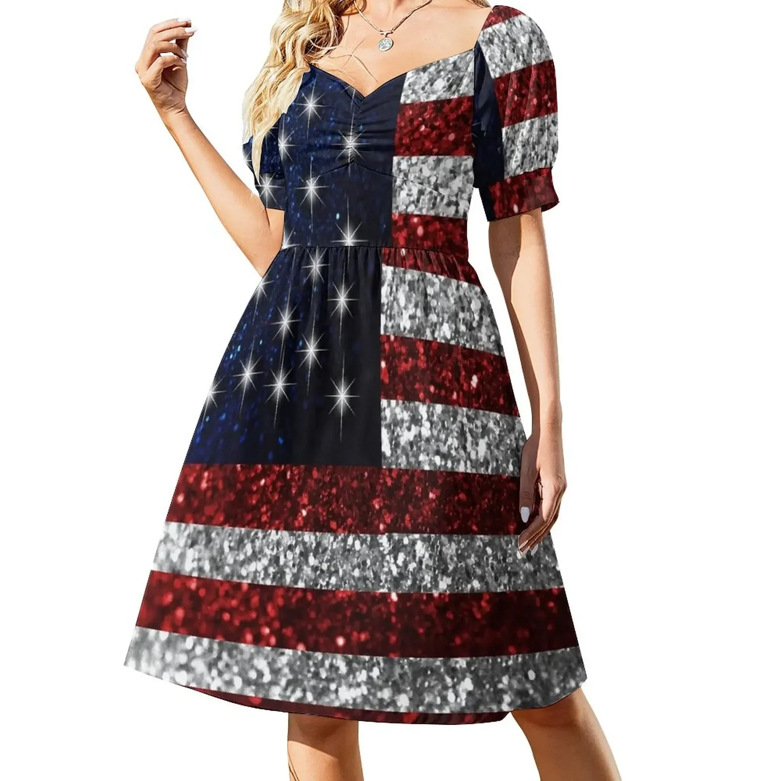 American Flag in Glitter Graphic Short-Sleeved Dress women's evening dresses women's summer jumpsuit
American Flag in Glitter Graphic Short-Sleeved Dress women's evening dresses women's summer jumpsuit