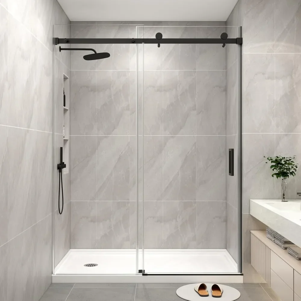 frameless shower door, 56-60" w x 76" h sliding glass shower door, 1/4" (6mm) thick tempered clear glass with explosion-proof f
frameless shower door, 56-60" w x 76" h sliding glass shower door, 1/4" (6mm) thick tempered clear glass with explosion-proof f