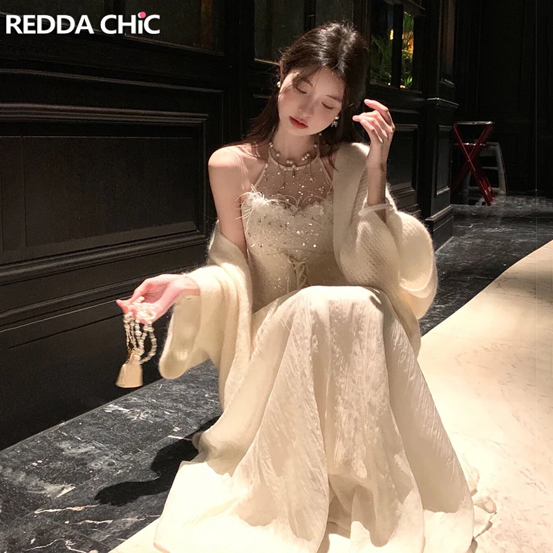 REDDACHiC Desire White Lace Stitch Princess Long Dress Women Glitter Sequin Lace Up Halter Evening Party Gown Vintage Clothes
REDDACHiC Desire White Lace Stitch Princess Long Dress Women Glitter Sequin Lace Up Halter Evening Party Gown Vintage Clothes