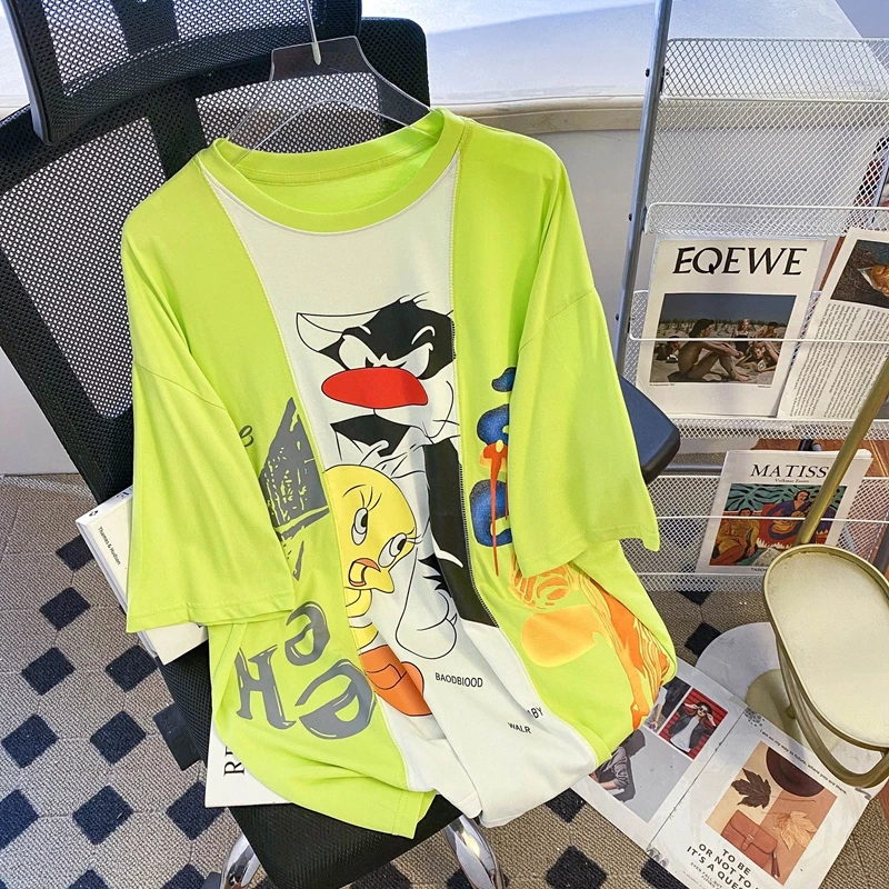 Large 2024 New Summer Loose Medium Length Short Sleeved T-shirt Women's Design Color Blocked Pure Cotton Top
Large 2024 New Summer Loose Medium Length Short Sleeved T-shirt Women's Design Color Blocked Pure Cotton Top