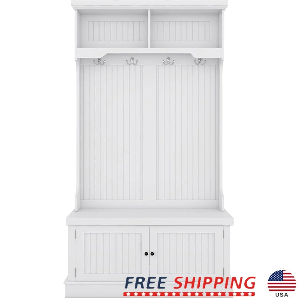 Modern Hall Tree with Shoe Bench Storage Cabinet 4 Hooks Coat Rack Entryway Organizer Multi-functional Display Stand
Modern Hall Tree with Shoe Bench Storage Cabinet 4 Hooks Coat Rack Entryway Organizer Multi-functional Display Stand