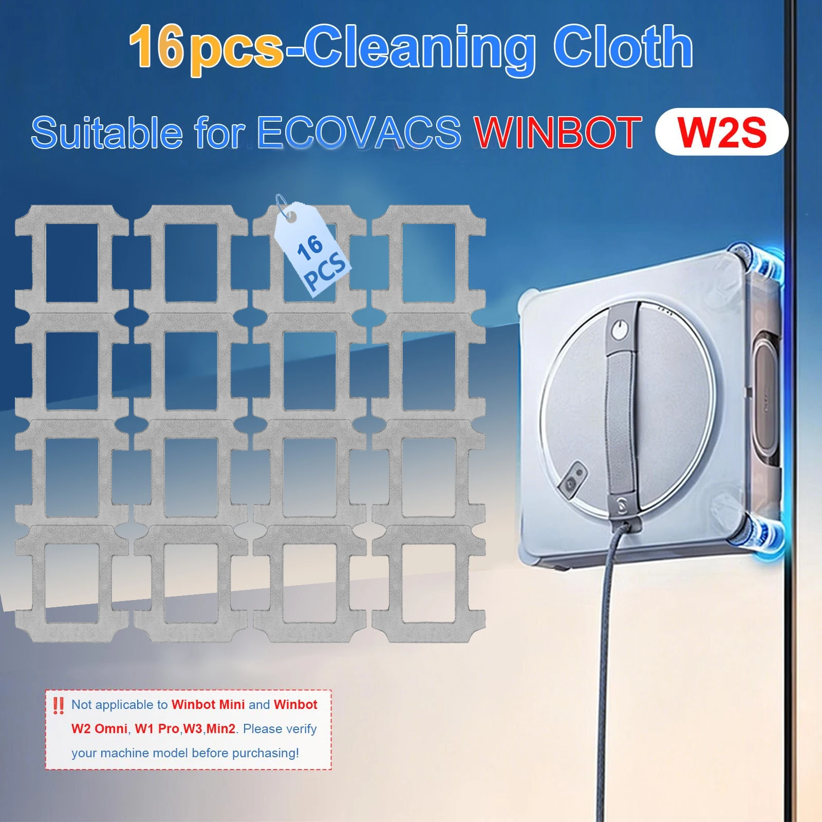 Cleaning Rag for ECOVACS WINBOT W2S/ W2S Omni Window Cleaning Robot, Washable and Reusable W2S Mop Pad Accessories 16 Pcs
Cleaning Rag for ECOVACS WINBOT W2S/ W2S Omni Window Cleaning Robot, Washable and Reusable W2S Mop Pad Accessories 16 Pcs