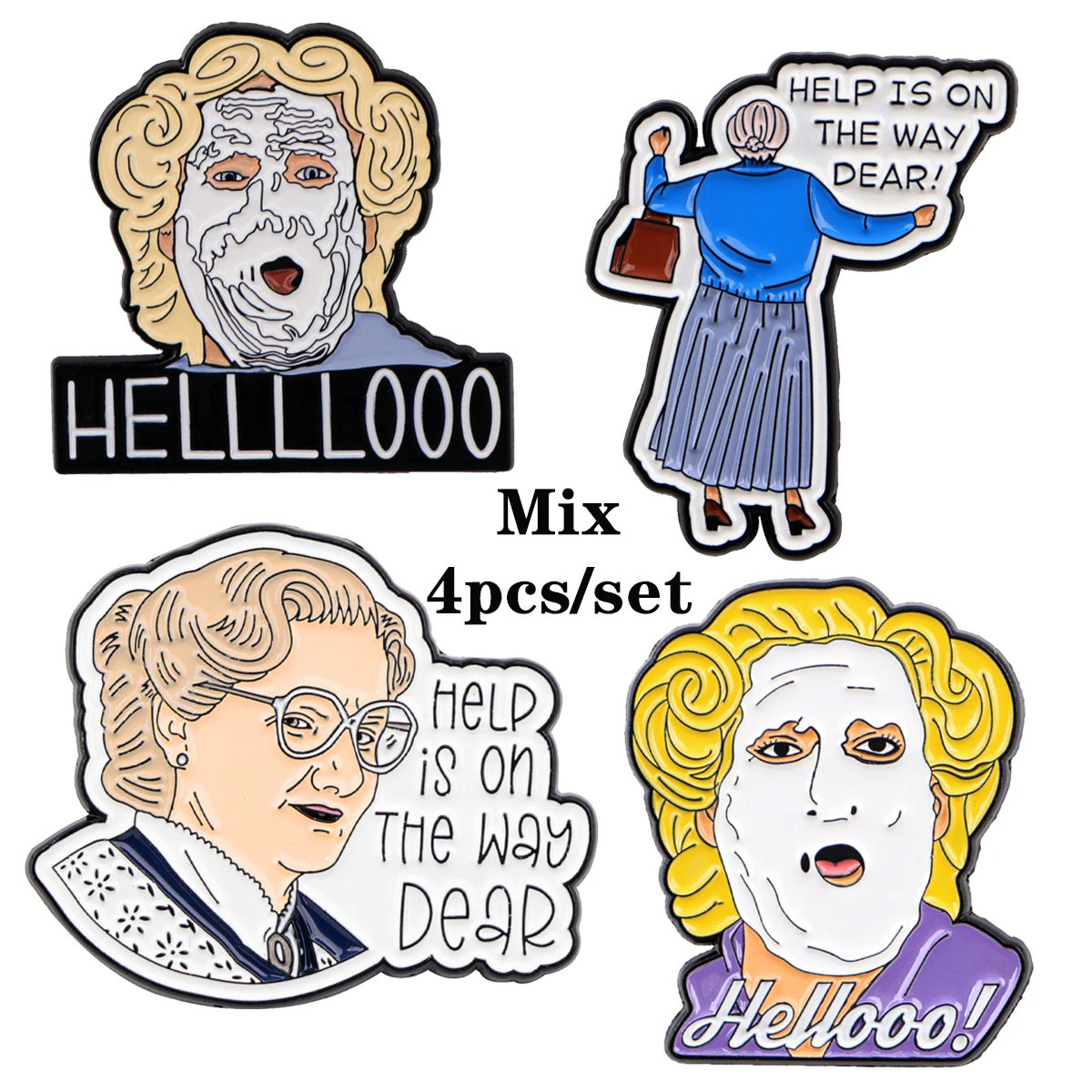 Comedy Movie Enamel Pin Brooches For Women Lapel Pins Badge on Backpack Accessories Fashion Jewelry Gifts for Friends 4pcs/set
Comedy Movie Enamel Pin Brooches For Women Lapel Pins Badge on Backpack Accessories Fashion Jewelry Gifts for Friends 4pcs/set