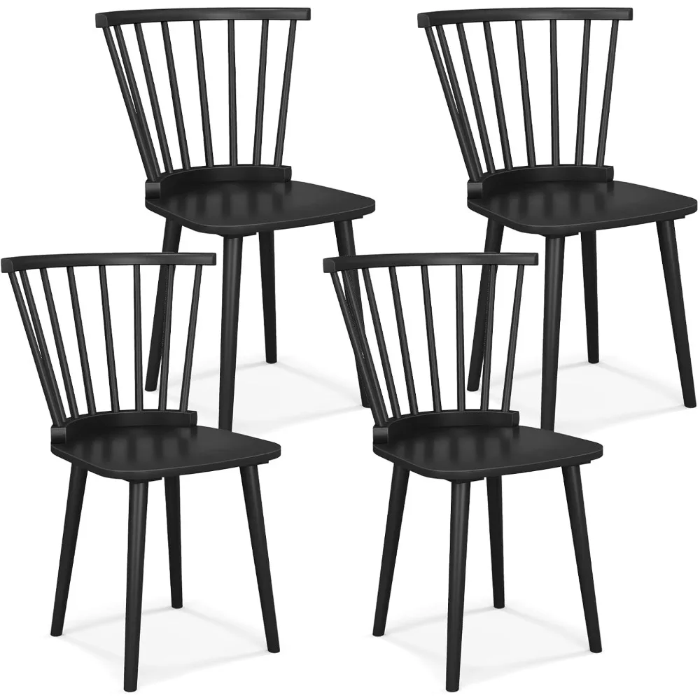 Windsor Dining Chairs Set of 4, Black Wooden Kitchen Chair, American Country Dining Chairs w/Rubber Wood Frame & High Sp
Windsor Dining Chairs Set of 4, Black Wooden Kitchen Chair, American Country Dining Chairs w/Rubber Wood Frame & High Sp