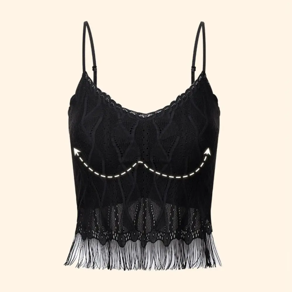 Breathable Tassel Lace Mesh Camisole Sleeveless Deep V Lace Crop Top Seamless Thin Suspender Vest with Pads Spring Summer
Breathable Tassel Lace Mesh Camisole Sleeveless Deep V Lace Crop Top Seamless Thin Suspender Vest with Pads Spring Summer