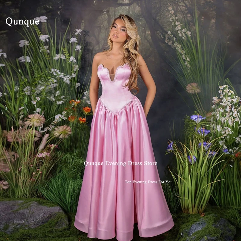 Qunque Long Pink Evening Dresses Elegant Satin Woman Gala Party Dress Pearls Fashion Vestidos De Noche Party Gowns Customized
Qunque Long Pink Evening Dresses Elegant Satin Woman Gala Party Dress Pearls Fashion Vestidos De Noche Party Gowns Customized