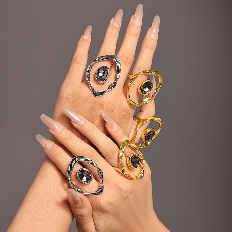 Irregular Twist Geometric Hyperbole Ring With Large Rhinestone For Women 18k Gold Plated Waterproof Women's Aesthetic Rings
Irregular Twist Geometric Hyperbole Ring With Large Rhinestone For Women 18k Gold Plated Waterproof Women's Aesthetic Rings
