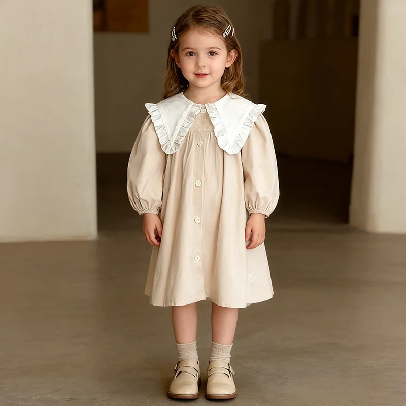 Hot Sale Girls' Spring Autumn Korean Style Princess Dress with Ruffle Collar Children's Skirt Fashionable Kids' Clothing
Hot Sale Girls' Spring Autumn Korean Style Princess Dress with Ruffle Collar Children's Skirt Fashionable Kids' Clothing