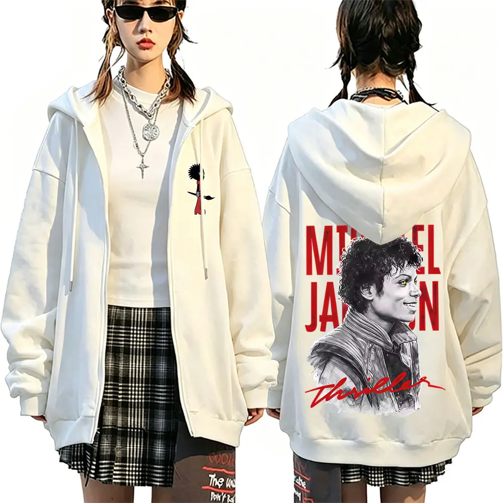 Vintage Michael Jackson Thriller Zipper Hoodies Men Women Classic Retro Gothic Rock Zip Up Jacket Male Punk Oversized Streetwear
Vintage Michael Jackson Thriller Zipper Hoodies Men Women Classic Retro Gothic Rock Zip Up Jacket Male Punk Oversized Streetwear