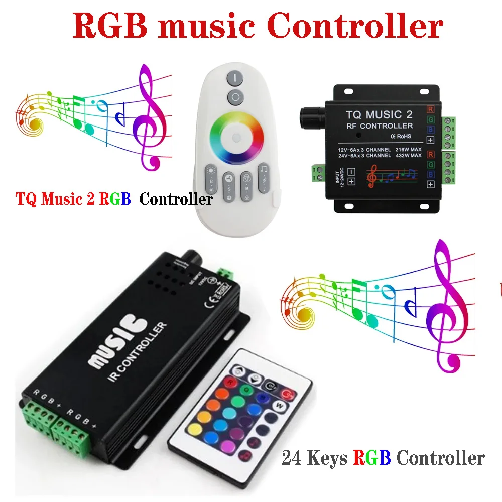 TQ Music 2 RF Controller DC 12V 24V 18A Audio Sensing LED Dimmer/24 Keys music Controller for 5050 2835 COB Colorful Strip Light
TQ Music 2 RF Controller DC 12V 24V 18A Audio Sensing LED Dimmer/24 Keys music Controller for 5050 2835 COB Colorful Strip Light