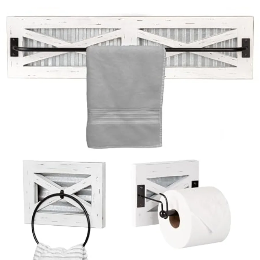 Rustic Towel Bar Toilet Paper Holder Set with Towel Ring for Bathroom- Wall Mounted Bathroom Racks - Weathered Wood Galvanized
Rustic Towel Bar Toilet Paper Holder Set with Towel Ring for Bathroom- Wall Mounted Bathroom Racks - Weathered Wood Galvanized