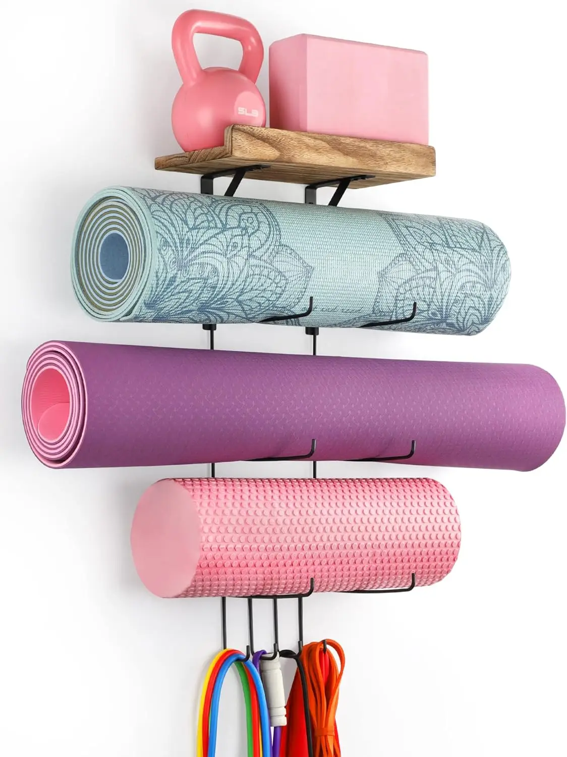 Yoga Mat Holder Accessories Wall Mount Organizer Storage Decor Foam Roller and Towel Storage Rack with 4 Hooks and Woode
Yoga Mat Holder Accessories Wall Mount Organizer Storage Decor Foam Roller and Towel Storage Rack with 4 Hooks and Woode