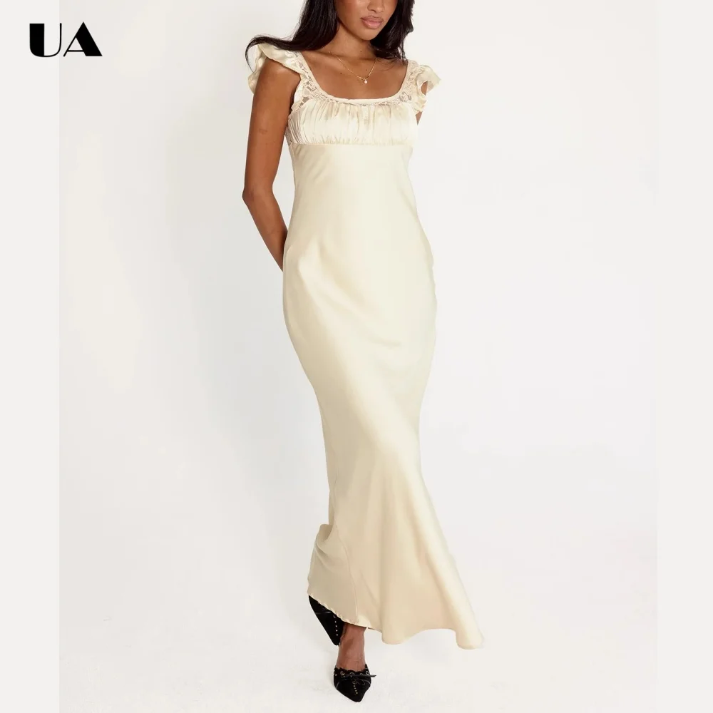 ULBYANRY Elegant Satin Slim Fit Party Dress, Sexy Lace Flying Sleeve Evening Dress, Customized Backless Wedding Guest Dress
ULBYANRY Elegant Satin Slim Fit Party Dress, Sexy Lace Flying Sleeve Evening Dress, Customized Backless Wedding Guest Dress