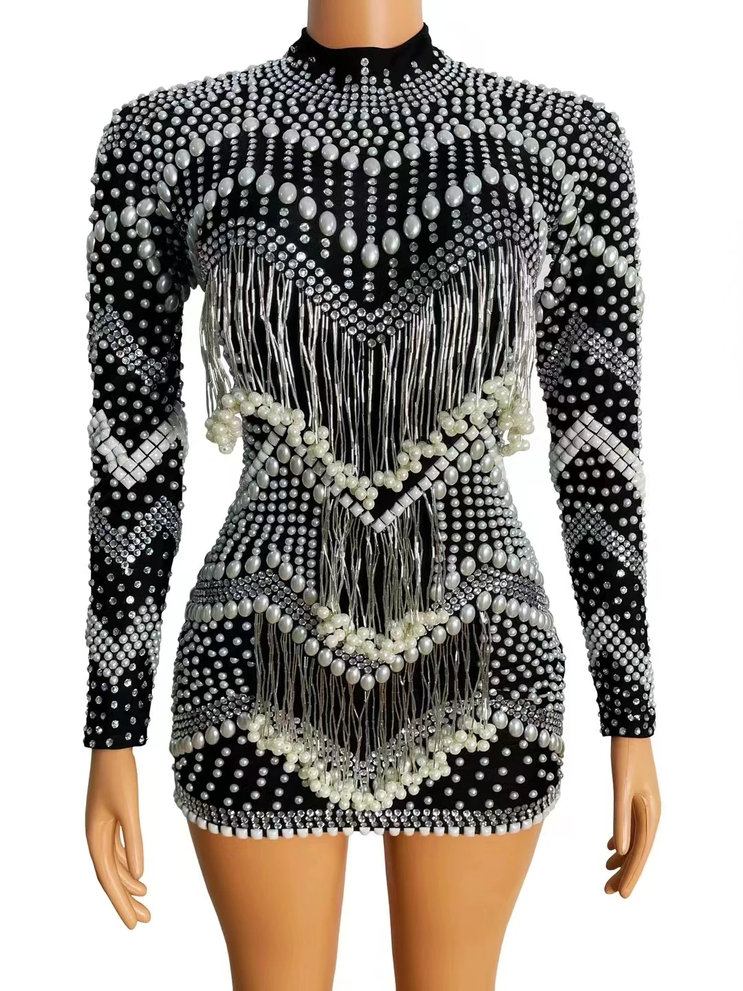SwallowtailSparkling Diamona Tassel PearlParty Party Slim Fitting Long Sleeved Short Skirtrregular Hem Performance Costumes A501
SwallowtailSparkling Diamona Tassel PearlParty Party Slim Fitting Long Sleeved Short Skirtrregular Hem Performance Costumes A501