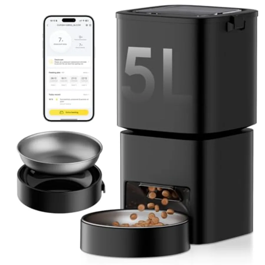 Automatic Cat Feeder, 5G WiFi APP Control Automatic Pet Feeder, 5L Cat Dry Food Dispenser with Remote Feeding, 10 Meals Program
Automatic Cat Feeder, 5G WiFi APP Control Automatic Pet Feeder, 5L Cat Dry Food Dispenser with Remote Feeding, 10 Meals Program