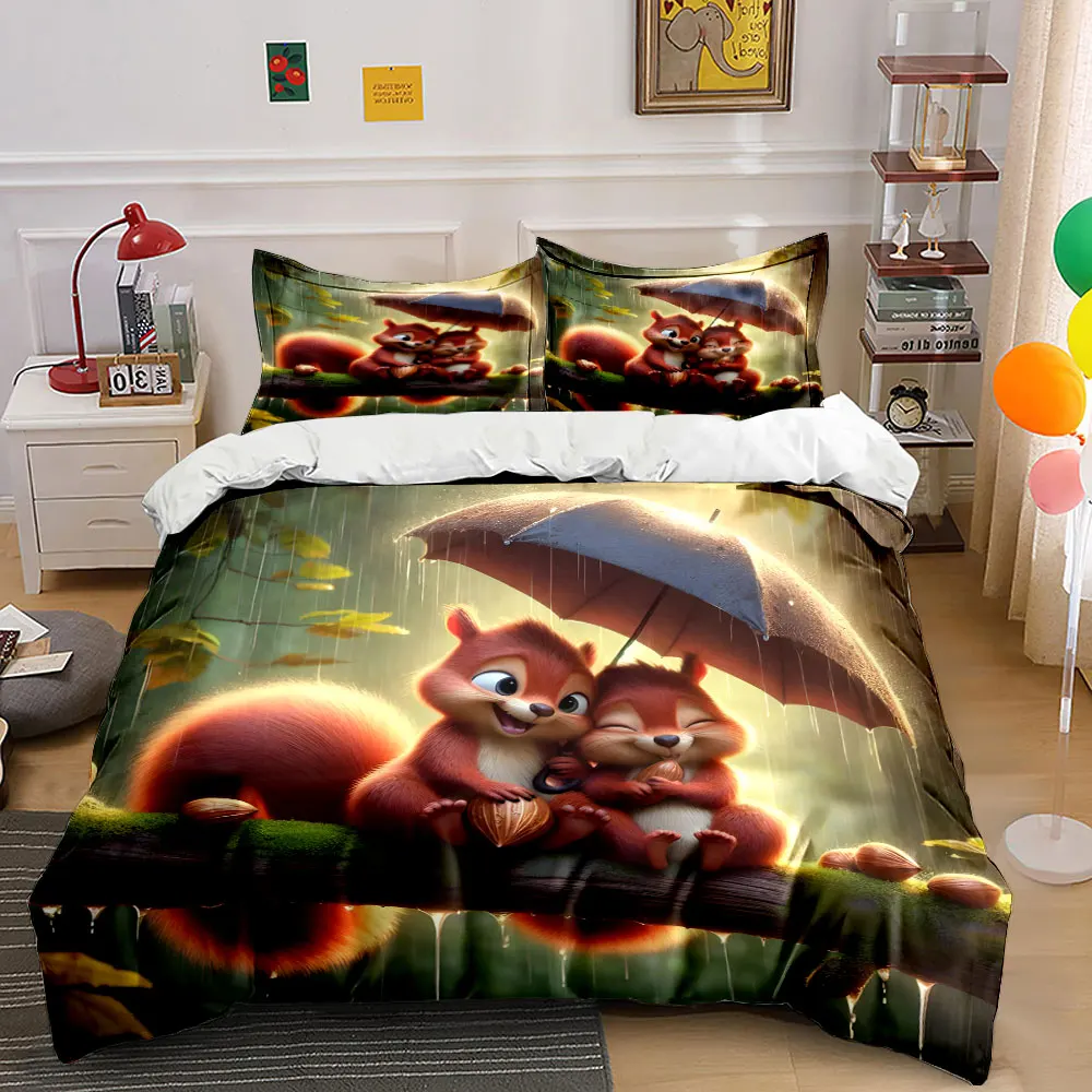 "Squirrel Family Decor Set" Bedding Set with 1 Duvet Cover 2 Pillowcases Single Double King Queen, Gift
"Squirrel Family Decor Set" Bedding Set with 1 Duvet Cover 2 Pillowcases Single Double King Queen, Gift