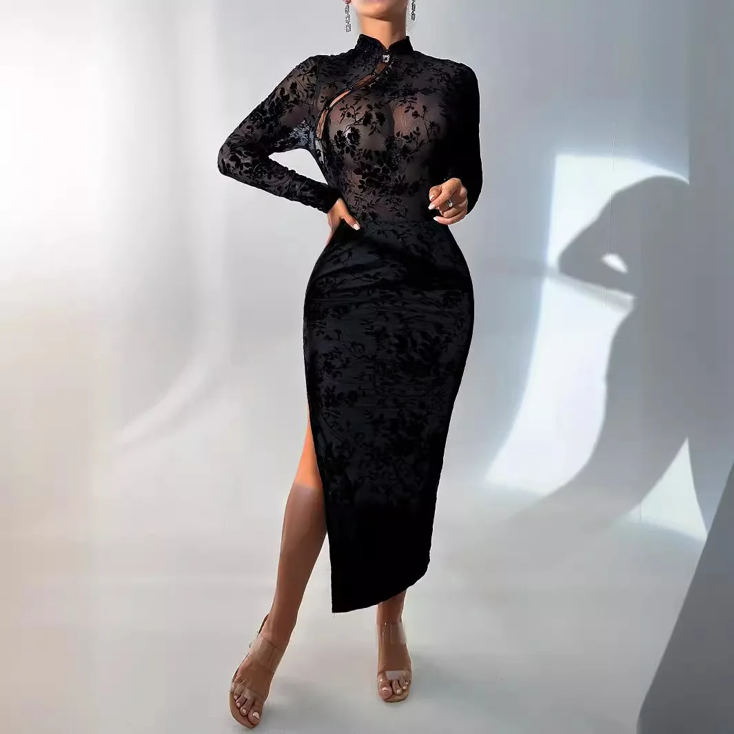 Women's Cheongsam Dress Long Dress Temperament Elegant Retro Mesh Slim Split Long Dress
Women's Cheongsam Dress Long Dress Temperament Elegant Retro Mesh Slim Split Long Dress