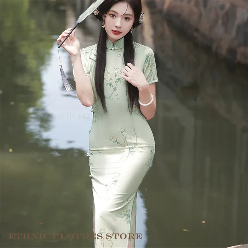 Винтажное классическое женское платье Cheongsam с цветочным принтом, традиционное китайское длинное платье Ципао, сексуальное тонкое платье с разрезом, Vestidos, вечернее платье
Винтажное классическое женское платье Cheongsam с цветочным принтом, традиционное китайское длинное платье Ципао, сексуальное тонкое платье с разрезом, Vestidos, вечернее платье