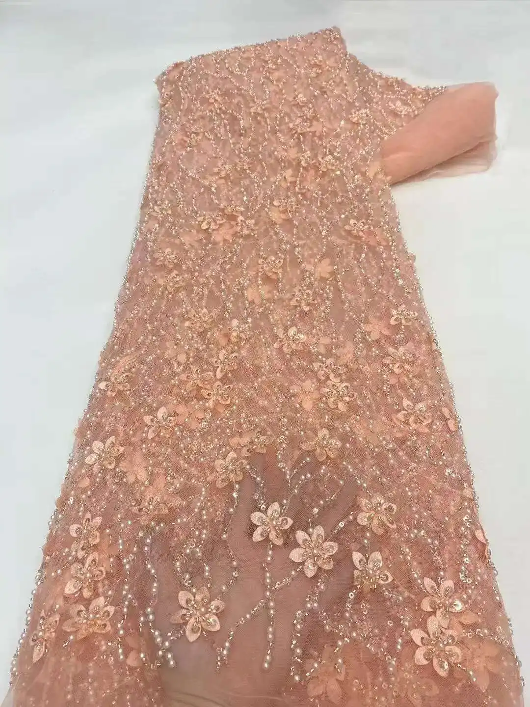 African 3D Beads Lace Fabric 2025 High Quality Lace Nigerian Sequins French Tulle Beads Lace Fabric Material For Wedding Party
African 3D Beads Lace Fabric 2025 High Quality Lace Nigerian Sequins French Tulle Beads Lace Fabric Material For Wedding Party