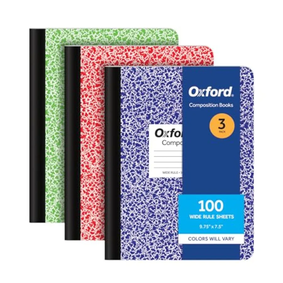 Composition Notebooks, 3 Pack, Cover Colors Vary, Wide Ruled Paper, 9-3/4 x 7-1/2 Inch School Journals, Assorted Marble Covers,
Composition Notebooks, 3 Pack, Cover Colors Vary, Wide Ruled Paper, 9-3/4 x 7-1/2 Inch School Journals, Assorted Marble Covers,