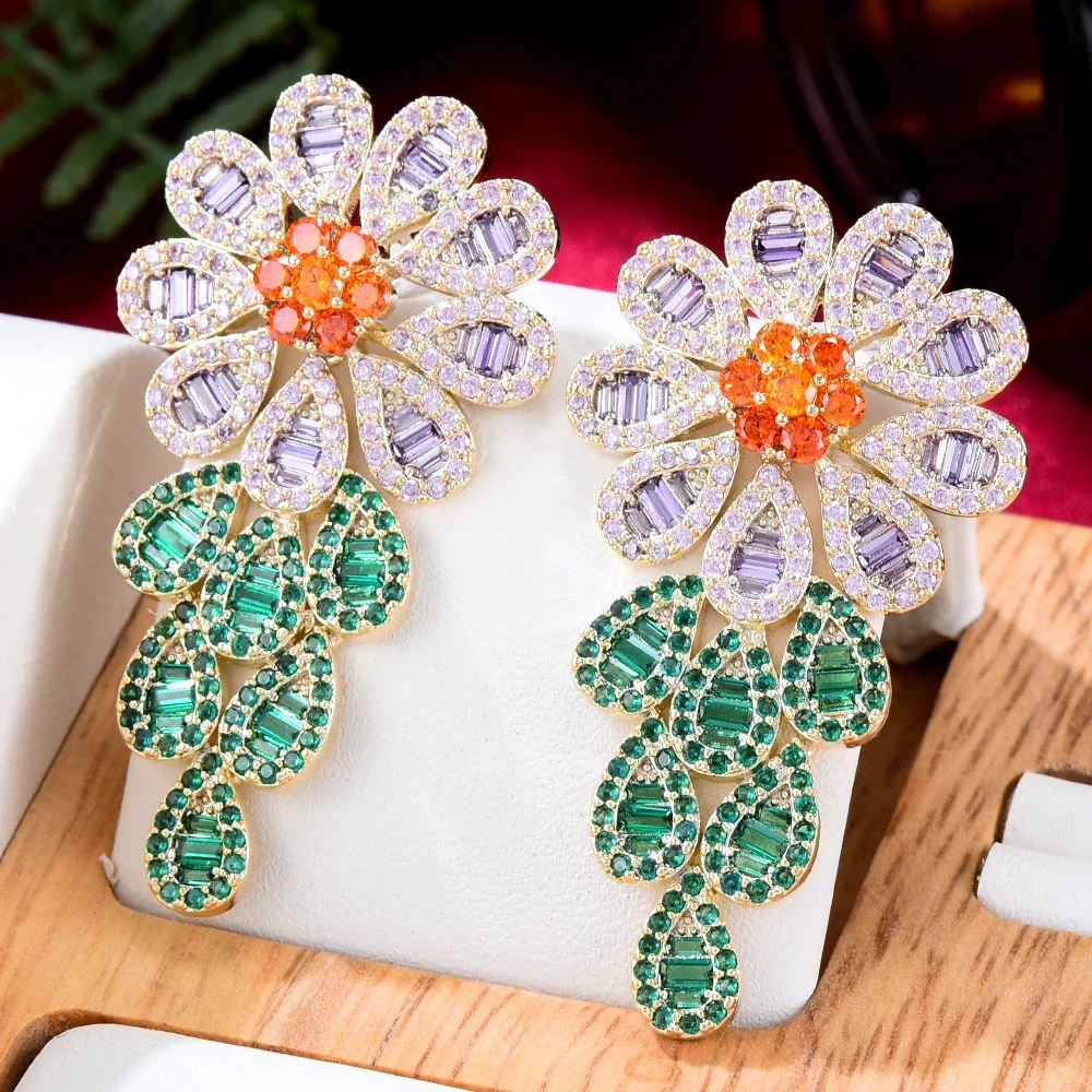 KellyBola Fashion Flower Shaped Full Cubic Zirconia Pendant Earrings Women's Exquisite Wedding Banquet Anniversary Daily Jewelry
KellyBola Fashion Flower Shaped Full Cubic Zirconia Pendant Earrings Women's Exquisite Wedding Banquet Anniversary Daily Jewelry