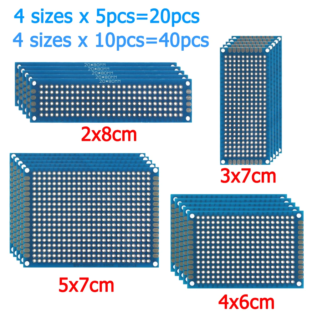 20/40 шт. макетная плата двухсторонний комплект печатных плат 2x8 3x7 4x6 5x7 см синие универсальные печатные платы прототип печатной платы экспериментальная плата DIY
20/40 шт. макетная плата двухсторонний комплект печатных плат 2x8 3x7 4x6 5x7 см синие универсальные печатные платы прототип печатной платы экспериментальная плата DIY