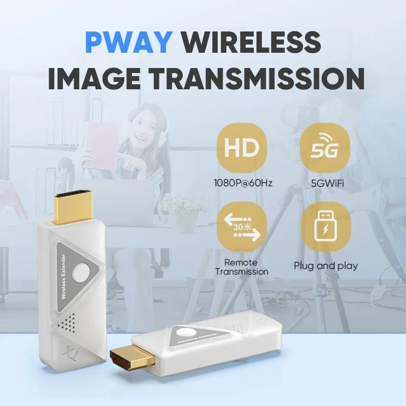Mini HDMI 30M 1080P Wireless Transmitter and Receiver for Digital Camera DV Camera Tablet Simultaneous Audio Video Transmission
Mini HDMI 30M 1080P Wireless Transmitter and Receiver for Digital Camera DV Camera Tablet Simultaneous Audio Video Transmission