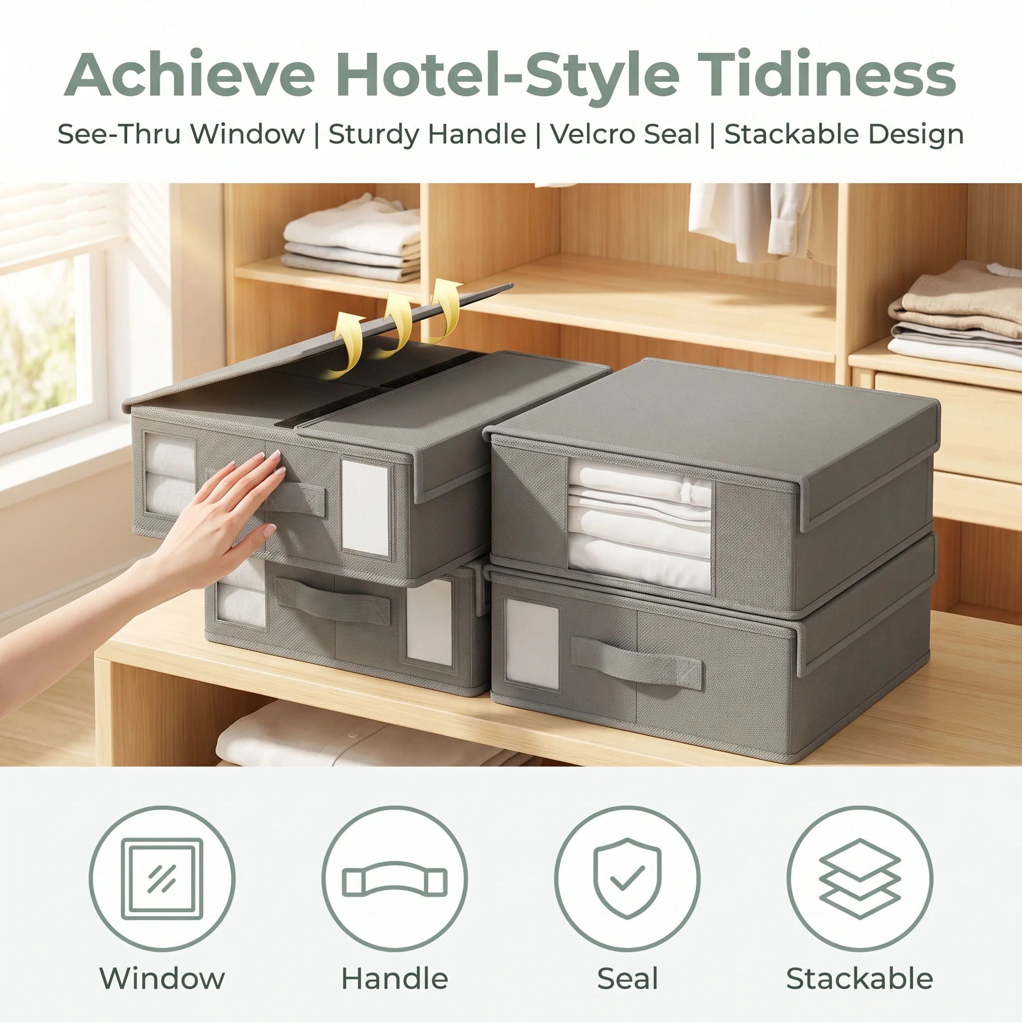 Bed Sheet Set Organizer 4-Pack Non-Woven Storage Box Foldable Closet Bins Large Capacity for Blankets Clothing Bedroom Storage
Bed Sheet Set Organizer 4-Pack Non-Woven Storage Box Foldable Closet Bins Large Capacity for Blankets Clothing Bedroom Storage
