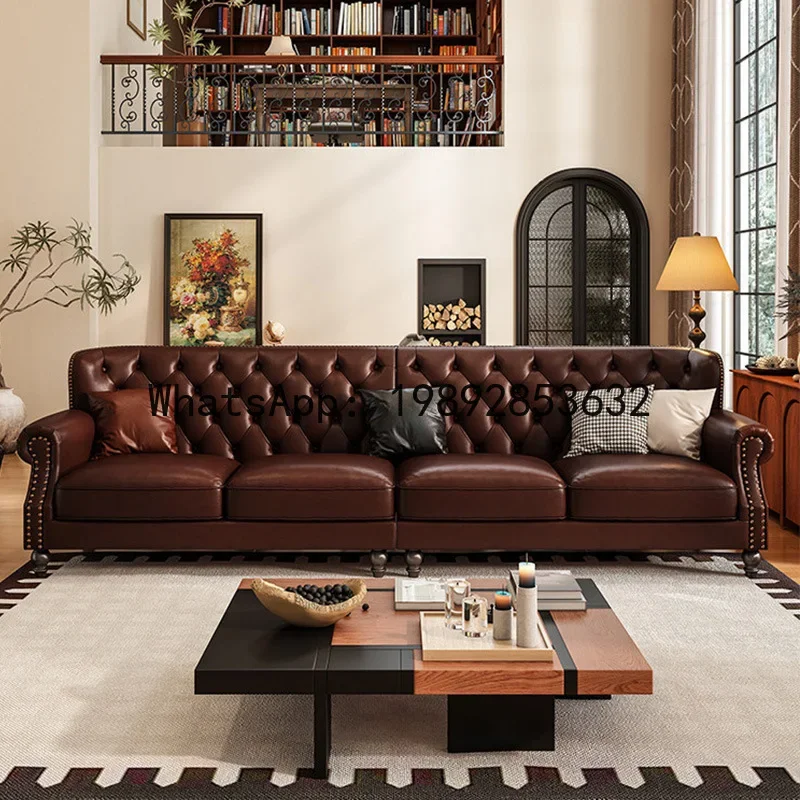 4-10 retro genuine leather sofa - straight-row, vintage style - living room, hotel, villa leather art sofa
4-10 retro genuine leather sofa - straight-row, vintage style - living room, hotel, villa leather art sofa