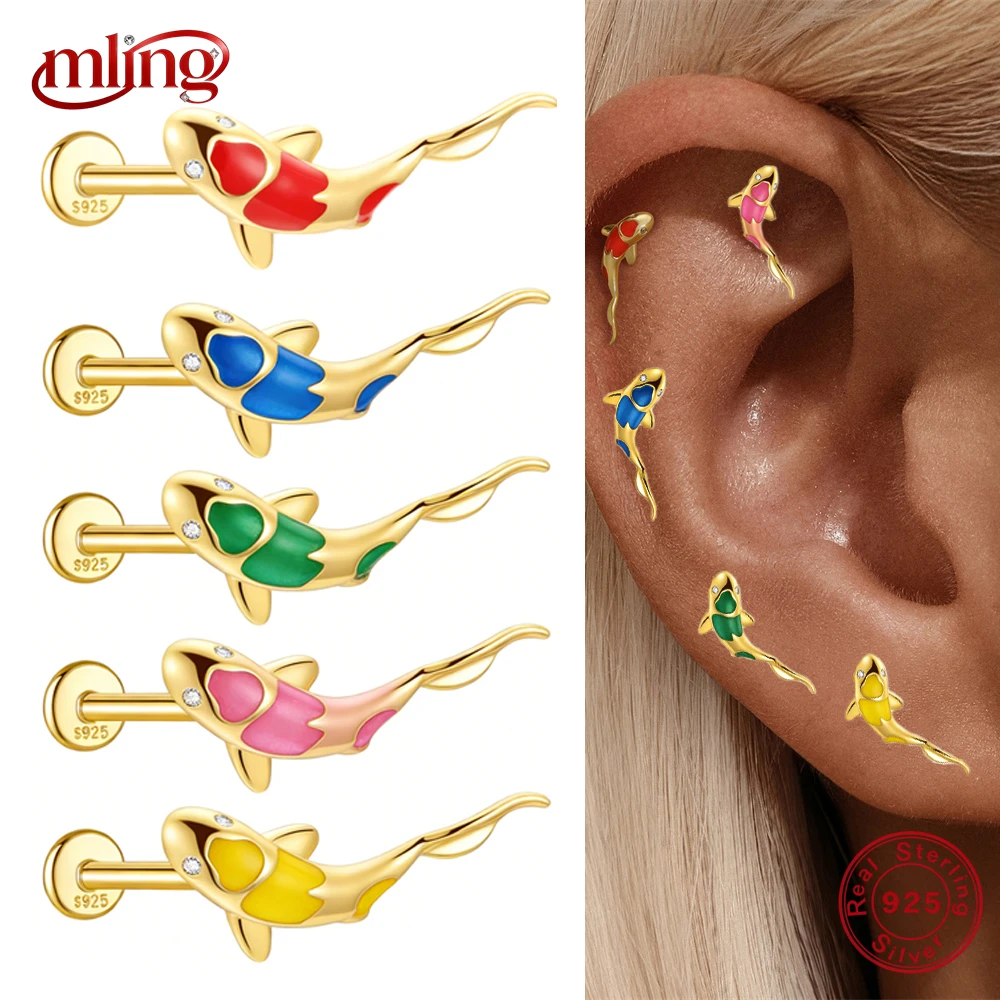 Canner 925 Sterling Silver Colored Oil Droplets Animal Fish Carp Piercing Stud Earring For Women Cool Summer Earring Jewelry
Canner 925 Sterling Silver Colored Oil Droplets Animal Fish Carp Piercing Stud Earring For Women Cool Summer Earring Jewelry