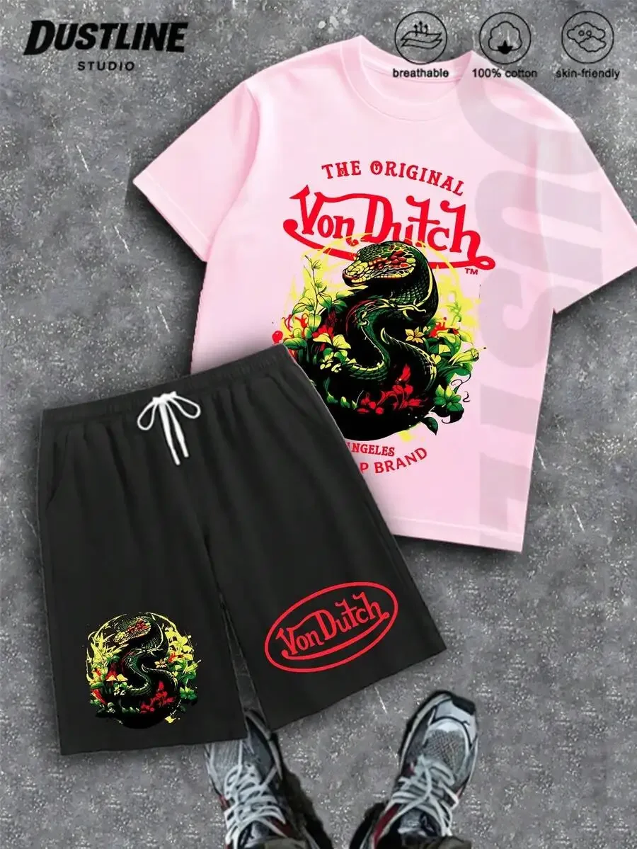 Mens Cotton Graphic T-Shirt And Shorts Set With Dragon Print Casual Streetwear
Mens Cotton Graphic T-Shirt And Shorts Set With Dragon Print Casual Streetwear