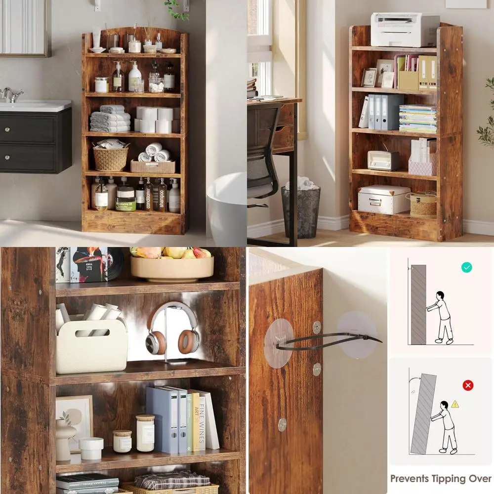 Rustic Brown 47 Tall Wood 5-Tier Bookshelf for Home, Bedroom, and Office Storage
Rustic Brown 47 Tall Wood 5-Tier Bookshelf for Home, Bedroom, and Office Storage