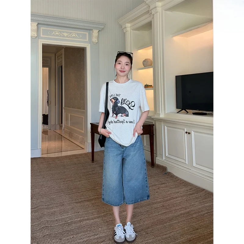 Комплект женской одежды Cojiao: летний повседневный костюм из 100% хлопка с принтом (футболка и джинсы с эффектом растяжения)
Комплект женской одежды Cojiao: летний повседневный костюм из 100% хлопка с принтом (футболка и джинсы с эффектом растяжения)